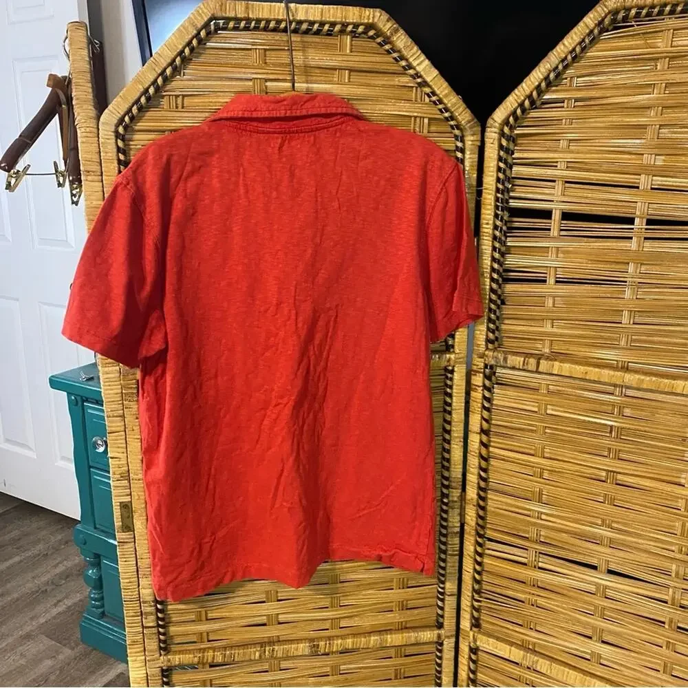 True Religion Vibrant Red Polo Shirt for Men large slub cotton casual